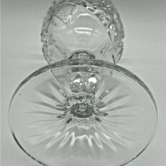 Libbey Hobstar Heavy Pressed Glass Double Goblet Ribbed Stem Set Of 2 Glasses - Picture 3 of 5